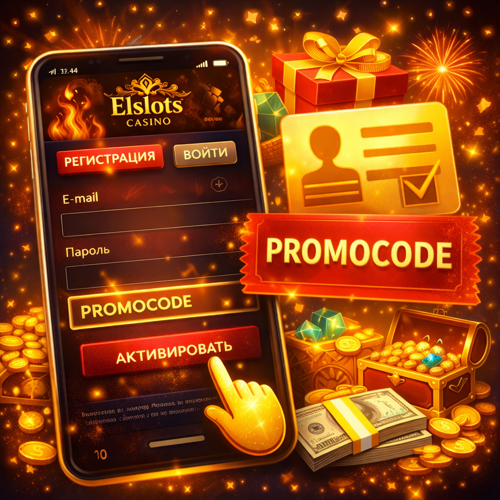 Промокод під час реєстрації в Elslots: поле для введення коду та підтвердження бонуса в анкеті